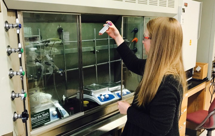Dr. Alison Smith in her lab. Photo By NSWC Crane Public Affairs